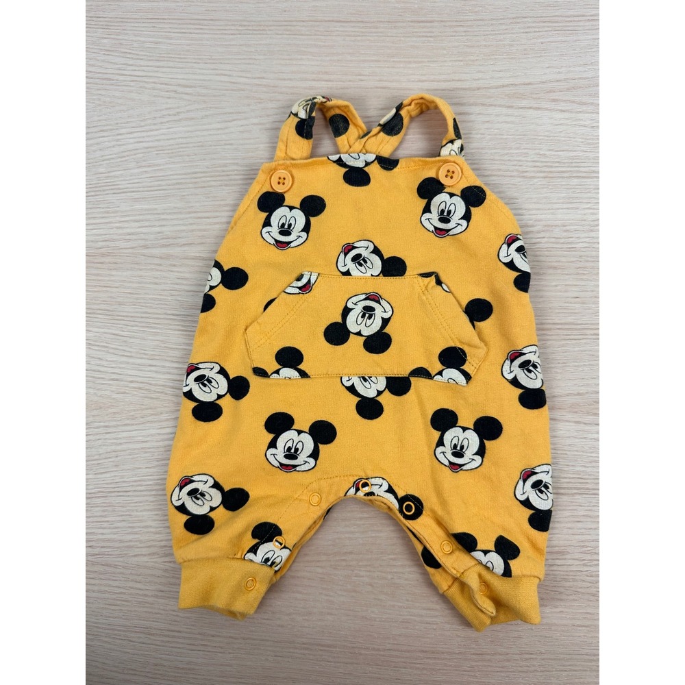 Disney Baby Mickey Mouse Yellow Overalls Romper Infant 0-3 Months‎
